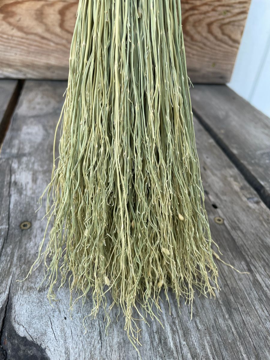 Handmade Cobwebber Broom with Dark Wooden Axe Handle, Blue Cord - Image 3
