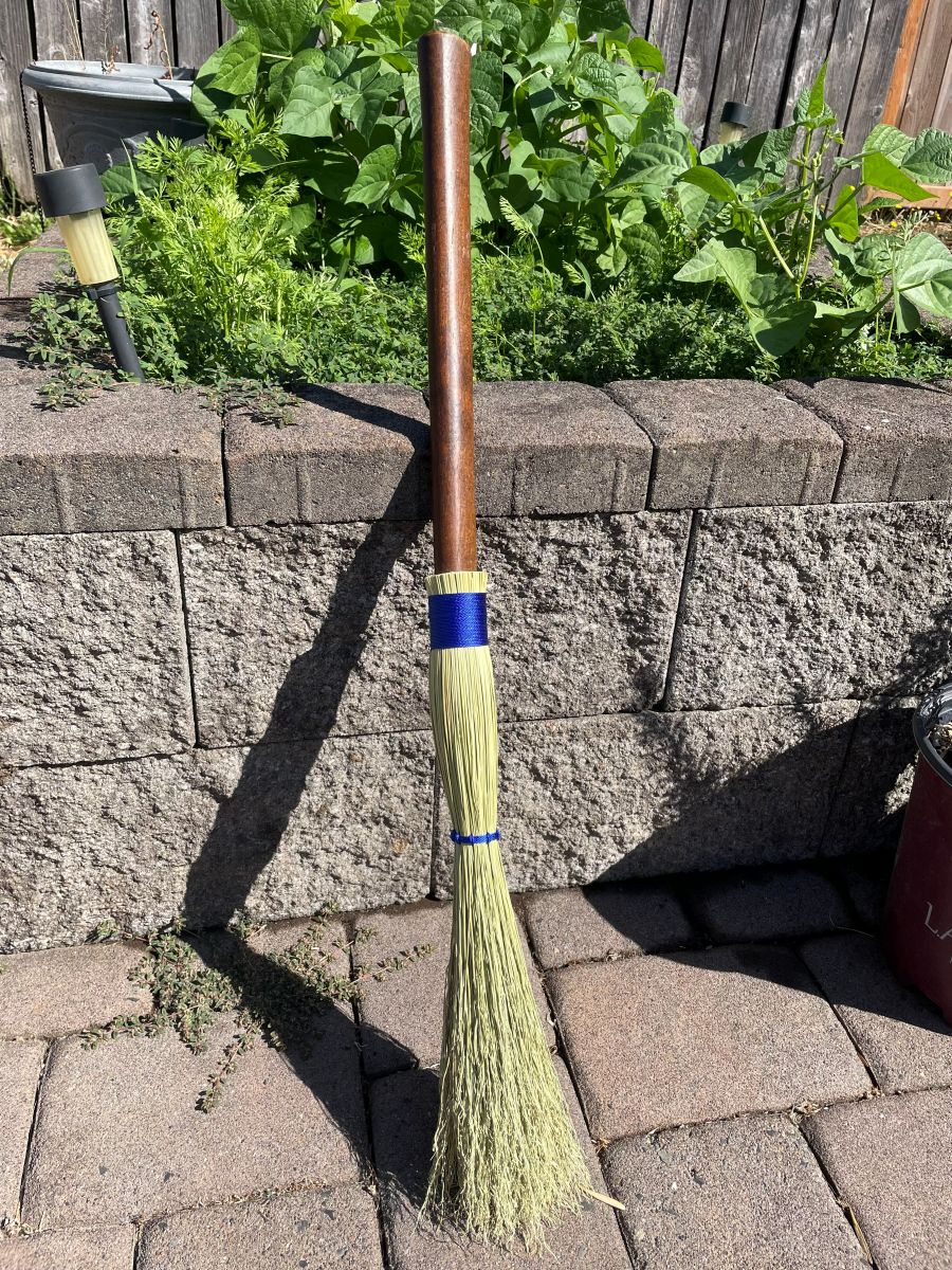 Handmade Cobwebber Broom with Dark Wooden Axe Handle, Blue Cord - Image 8