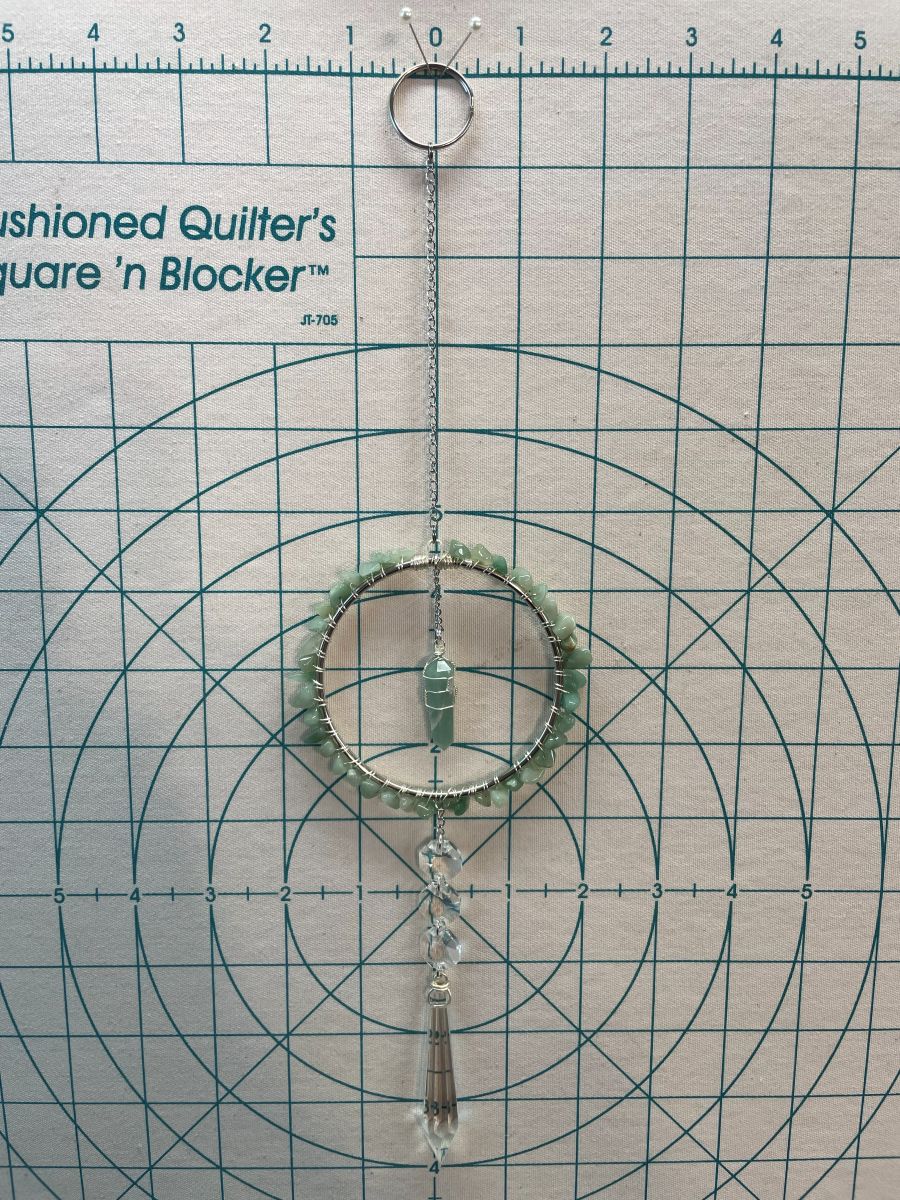 Handmade Wrapped Aventurine Sun Catcher Hoop, Silver Tone Accents - Image 6