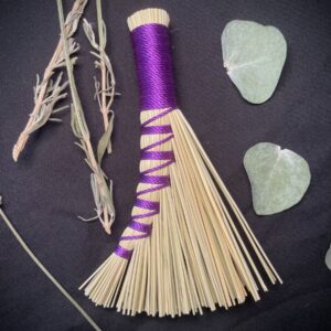 Handmade Small Turkey Wing 5" Broom with Purple Handle
